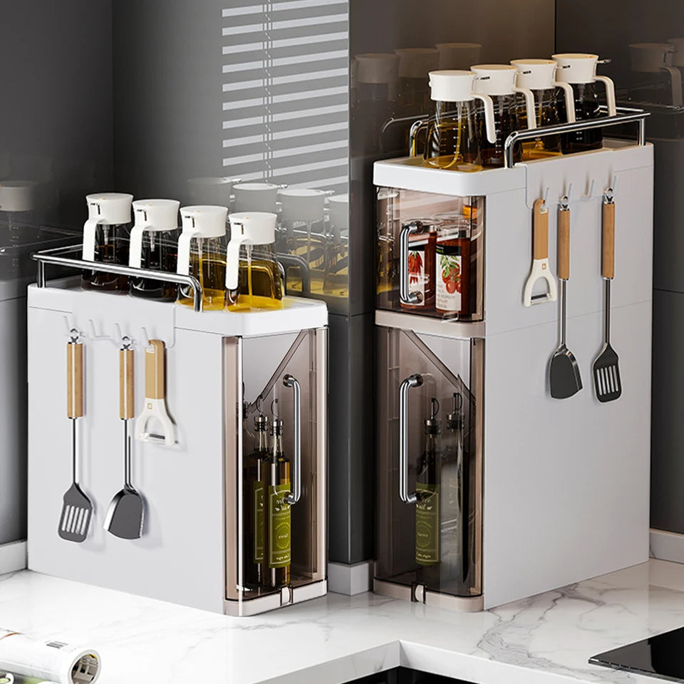 Pull-Out Countertop Organizer 3-Tier Pull-Out Kitchen Storage Shelf