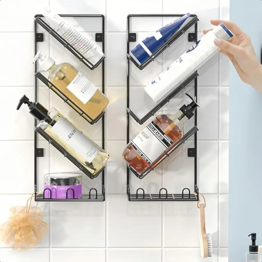 Modern Shower Caddy 2-Pack Adhesive Wall-Mounted Rustproof Shelves