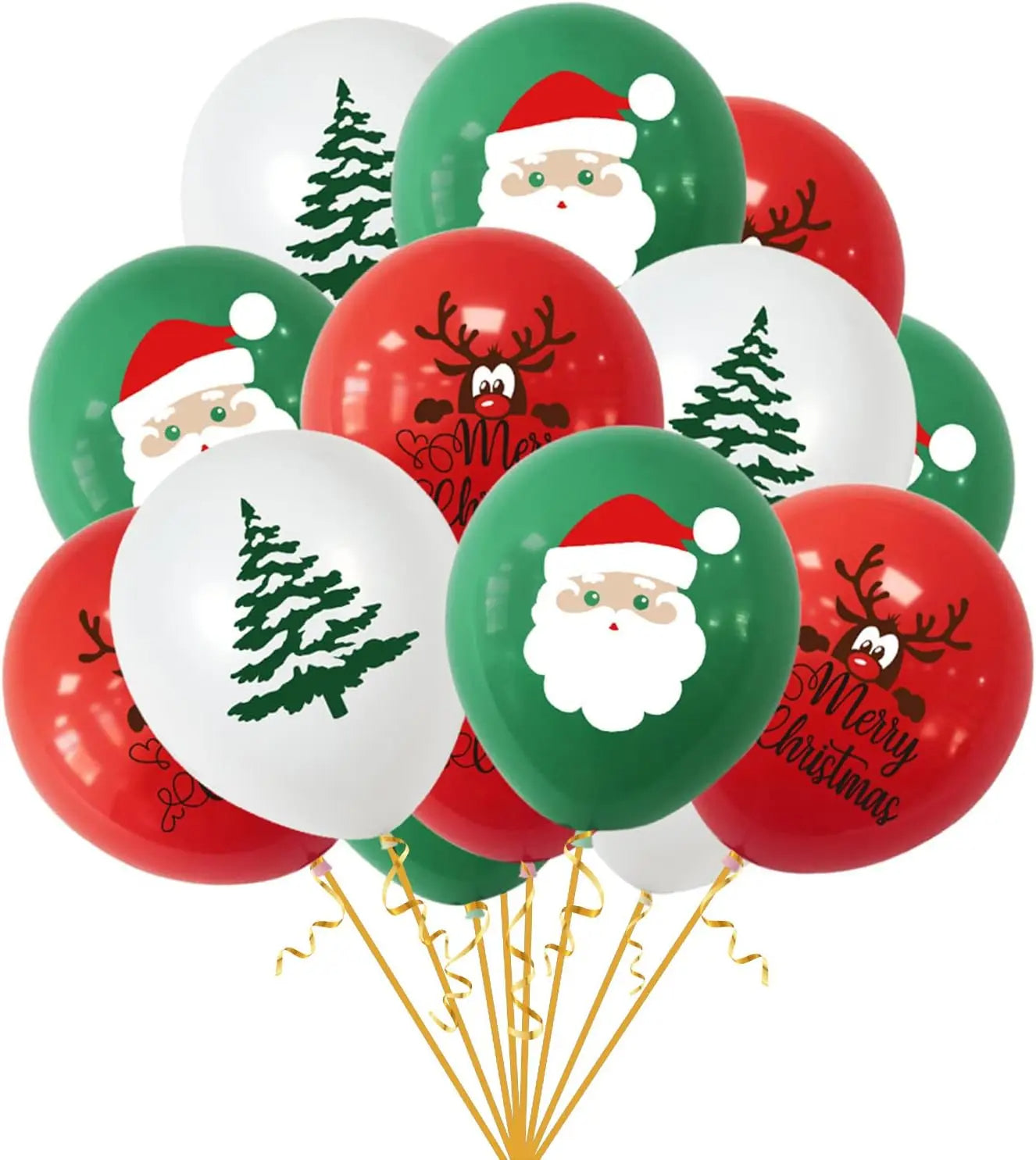 Christmas Elk Elderly Tree Balloons 30pcs Latex Party