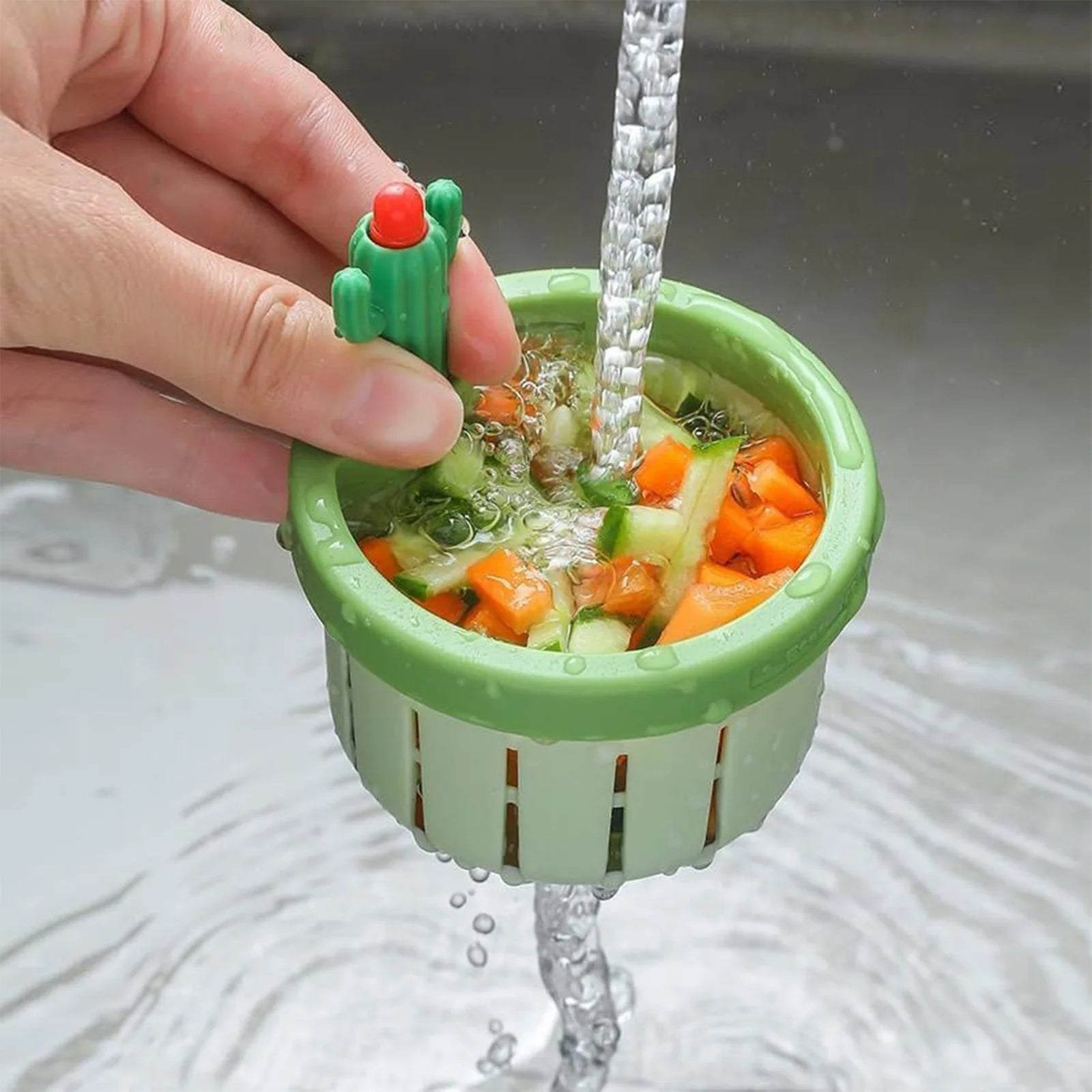 Reusable Cactus Anti-Clogging Sink Strainer (Green)