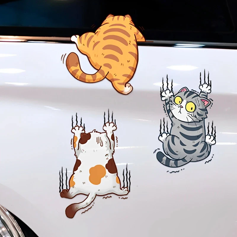 3pcs Funny Pet Cat Car Sticker Climbing Cats Animal Styling Stickers Decoration