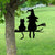 Iron Silhouette Witch & Cat Garden Stake for Halloween Yard Decor