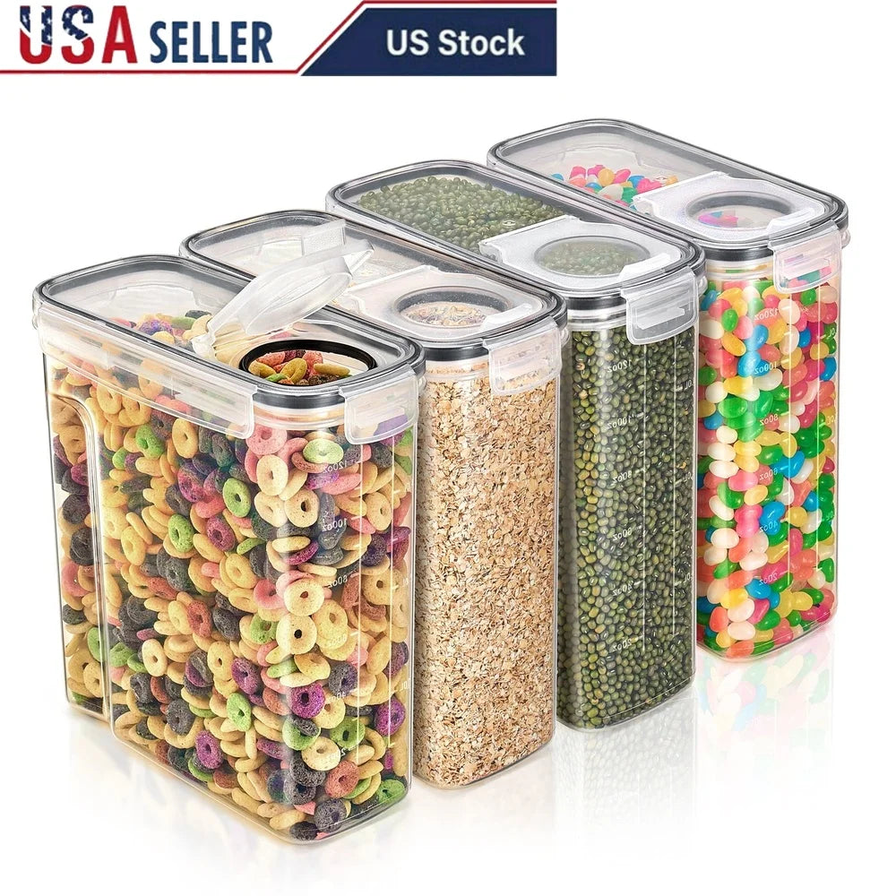 Clear Plastic Cereal Dispenser for Kitchen Pantry Organization
