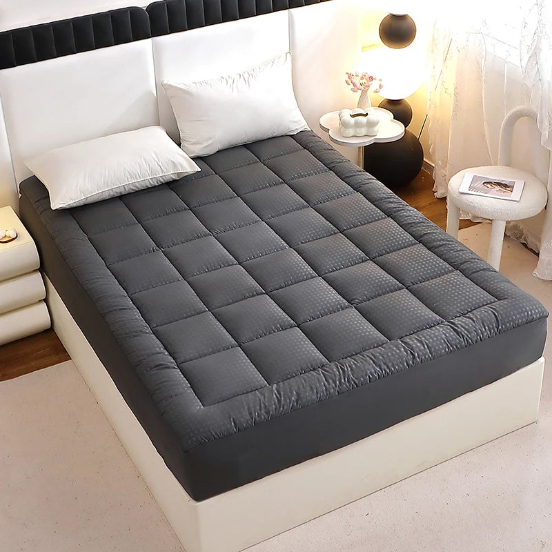 Mattress Topper High-Density Filling Protector Cover 78x80" King Size (Dark Gray)