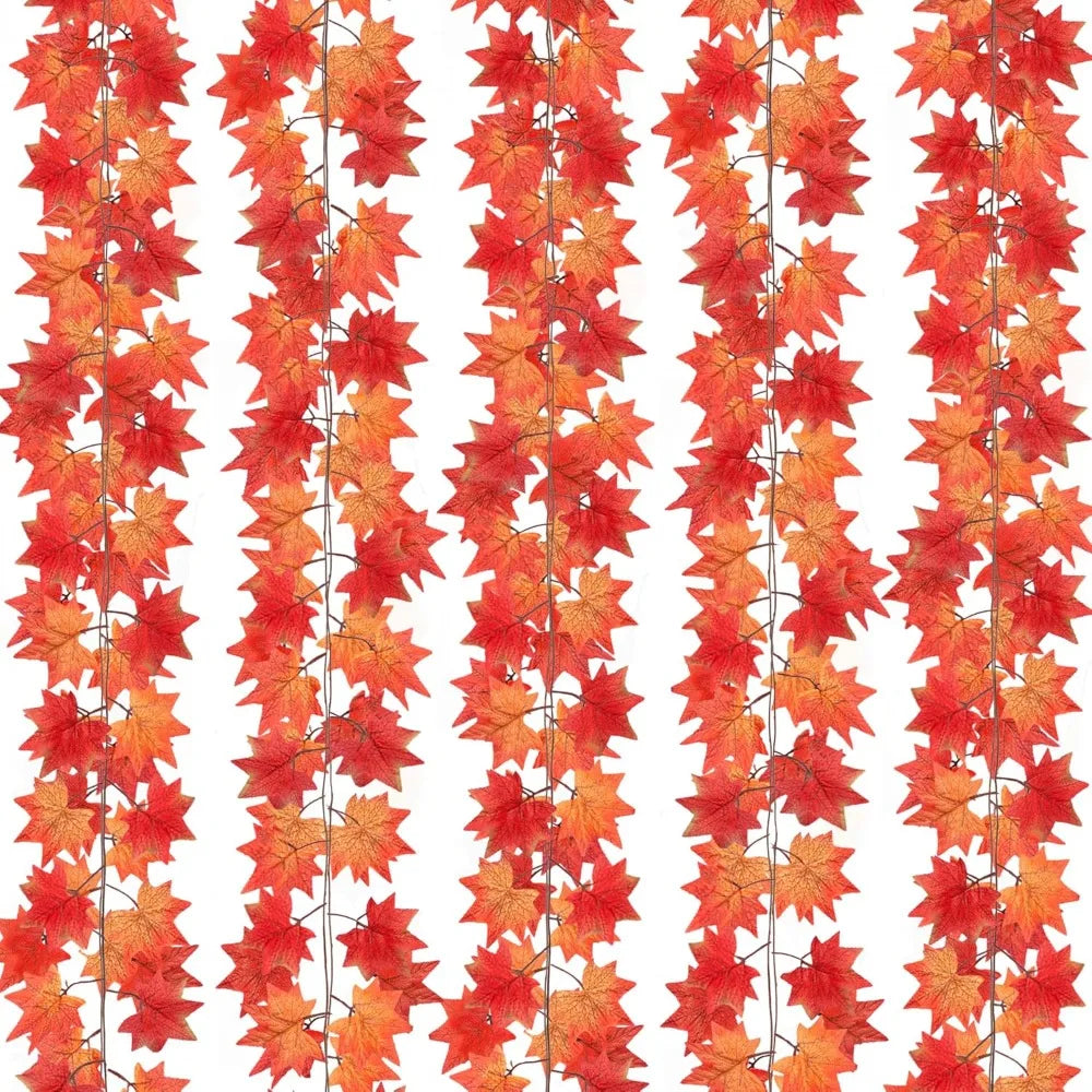 Fall Leaf Garland Set Mixed Color Artificial Maple Vines 24 Count for Thanksgiving Autumn Party Decor