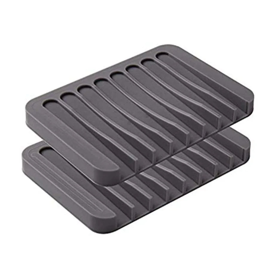 2PCS Silicone Soap Dish Holder – Self-Draining Soap Tray for Shower, Bathroom &amp; Kitchen Sink