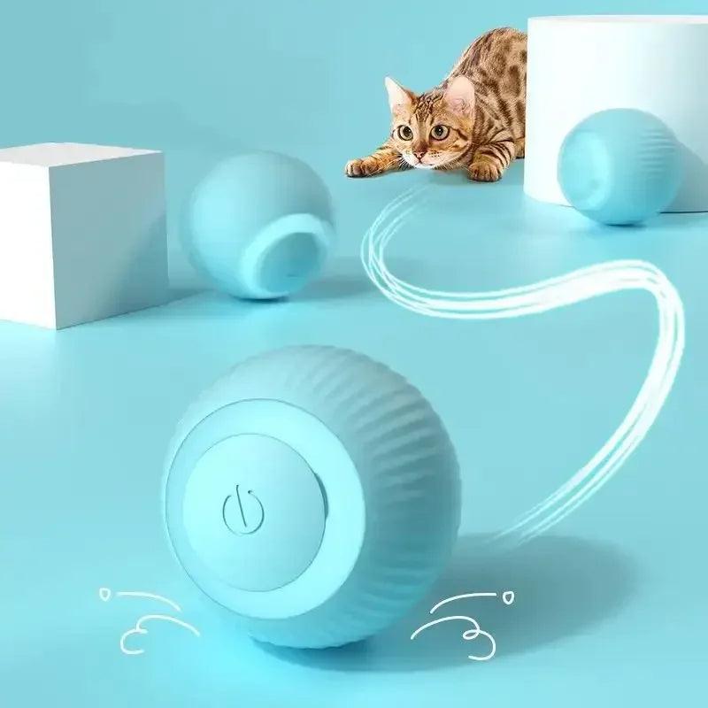 Indoor Cat Entertainment: Self-Moving Ball Toy with Smart Technology (Blue)