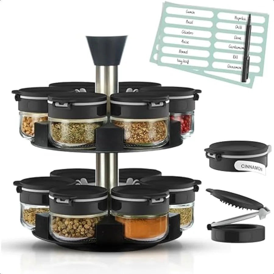 Countertop Revolving Seasoning Organizer Spinning Spice Rack for Kitchen
