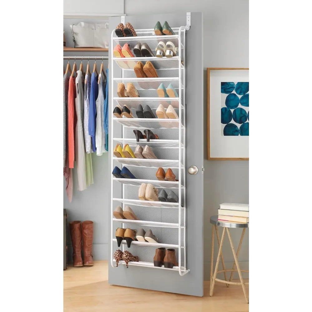 12-Tier Hanging Shoe Organizer with Durable Metal Frame