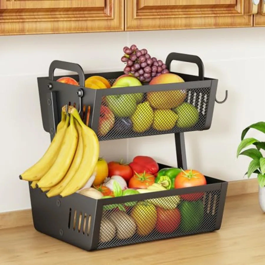 Kitchen Counter Fruit Stand with Fruit Hanger for Vegetables, Bread &amp; Snacks