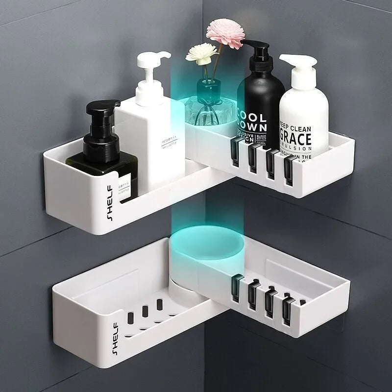 Wall-Mount Corner Storage Shelf for Bathroom Kitchen Storage (Black)