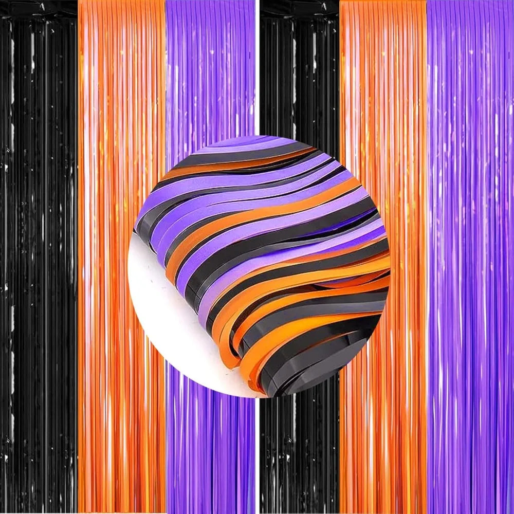 2-Pack Metallic Tinsel Foil Fringe Curtains