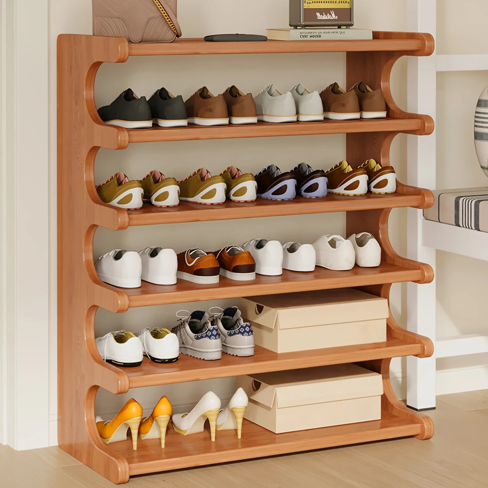 Multi-Tier Vertical Shoe Storage Rack 6-Tier – Compact Space-Saving Shoe Organizer
