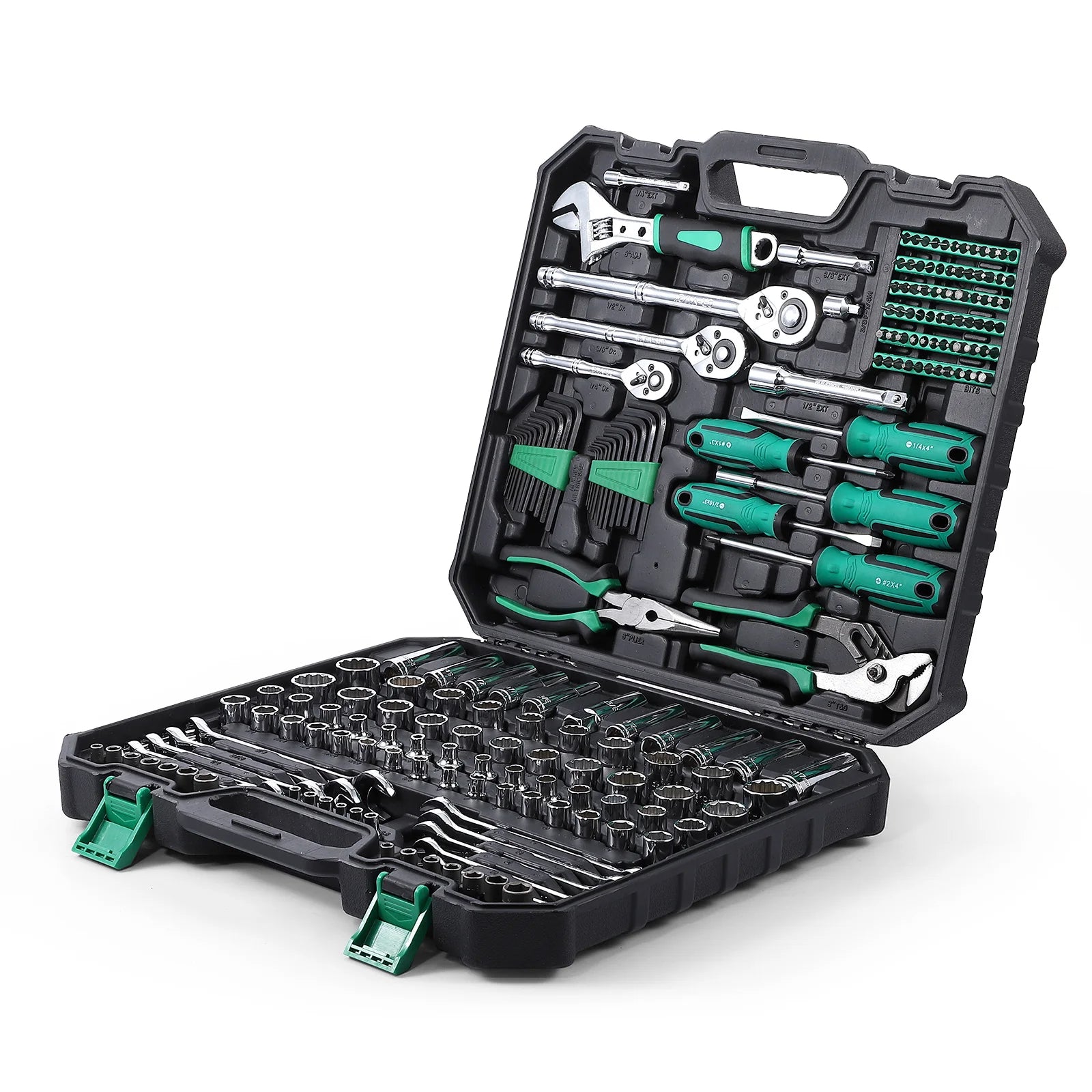 Professional Hand Tool Kit 213-Piece Mixed Sockets & Wrenches for Auto & Home Repair