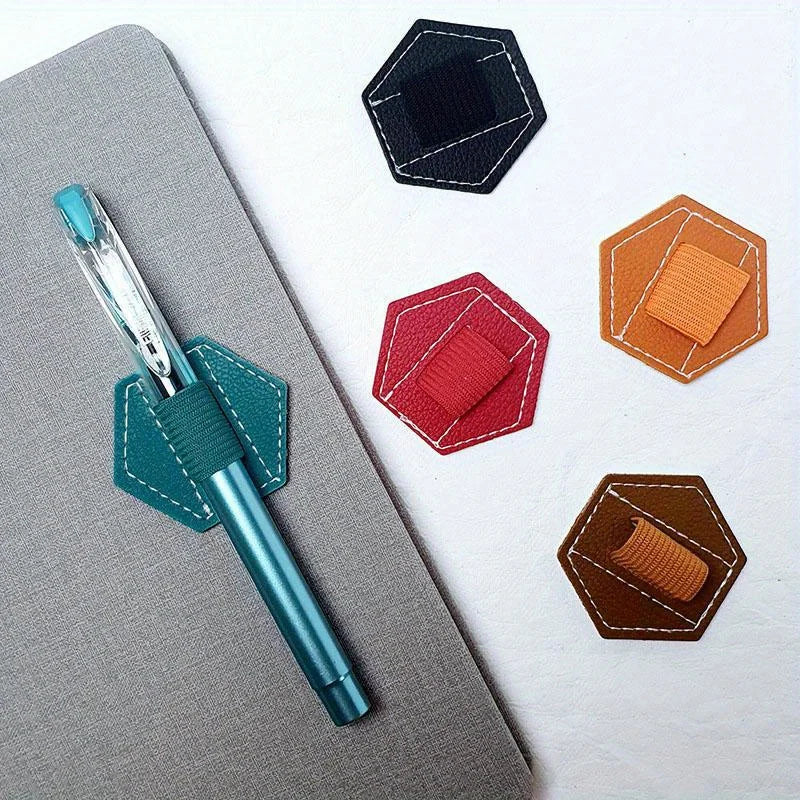 Portable Leather Pencil Holder Organizer Self-adhesive Pen Clips, 2 Pack (Random Color)