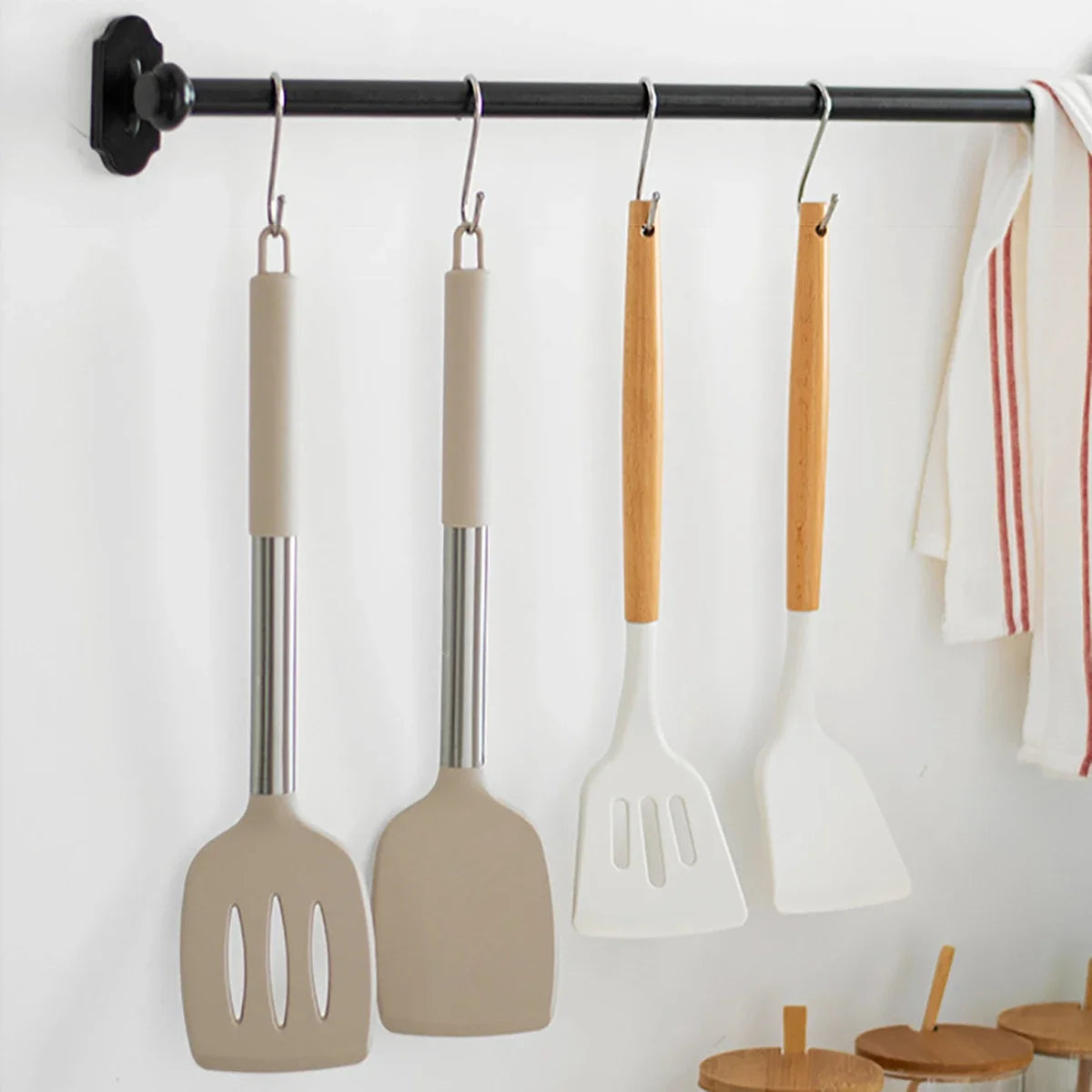 2pcs Stir Fry Spatula Steak Spatula Cooking Utensils Set (Gray)