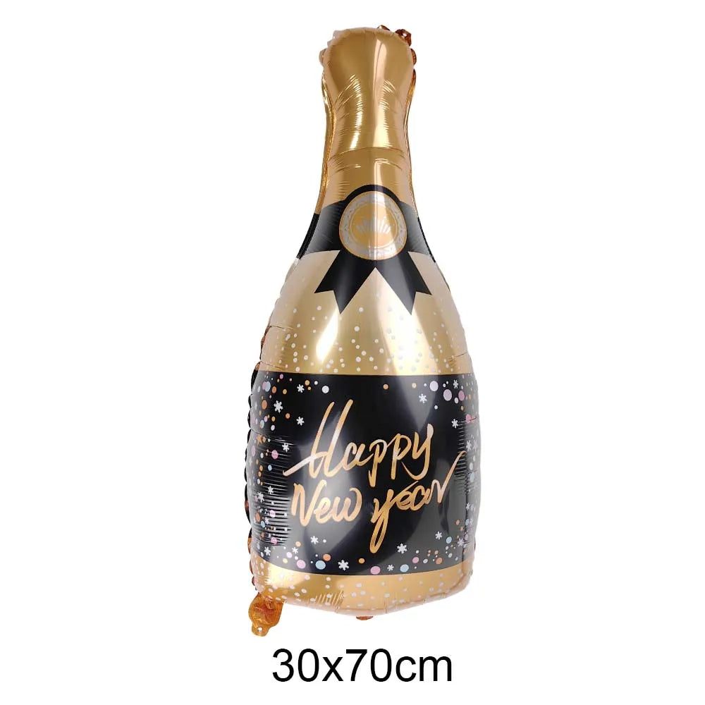 2025 Happy New Year Theme Decoration Star Wine Bottle Balloon