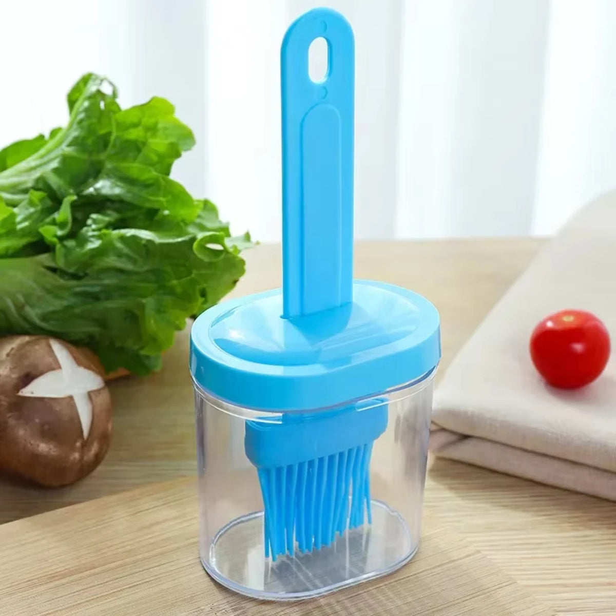Silicone Barbecue Oil Brush Dispenser Bottle, 1PC (Blue)