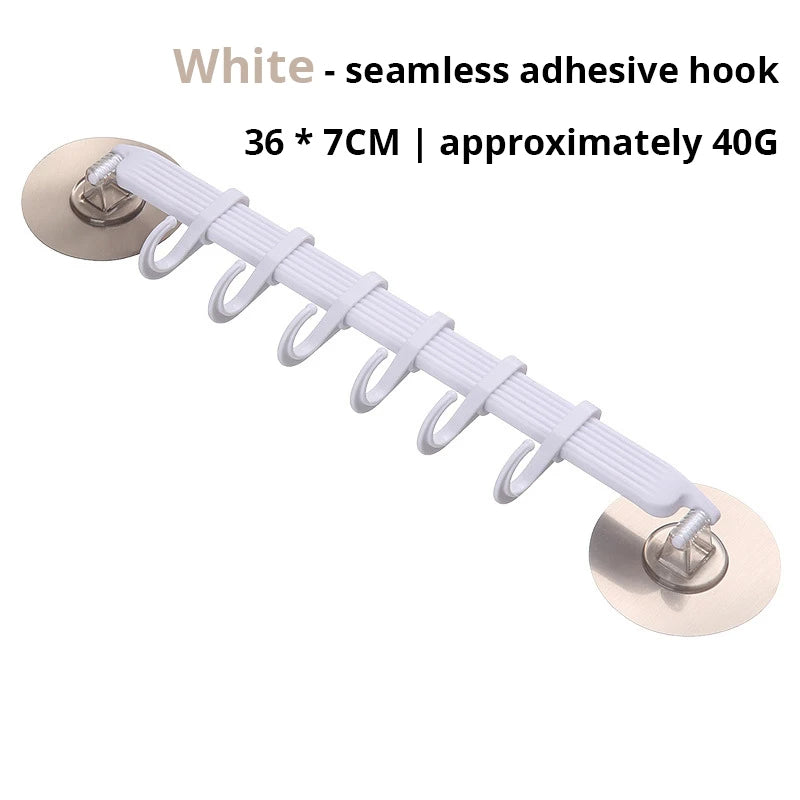 1pc Suction Cup Type Hook 6 Rows for Kitchen Bathroom Corner (White)