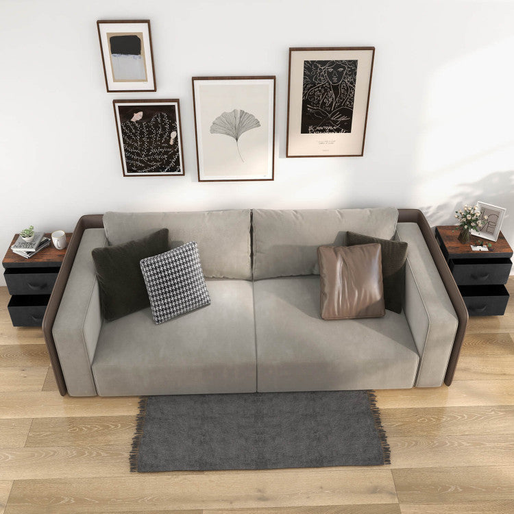 Nightstand Removable Fabric Drawers 2 Pack (Black)