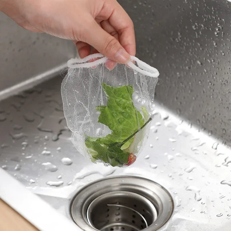 Disposable Sink Filter Mesh Bags 100 Pieces Kitchen Sink Strainer Drain Hole Anti-blocking Garbage Bag