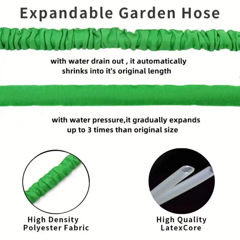 Expandable Magic Hose 25Ft, Multifunction Home Garden Watering Hose (Green)