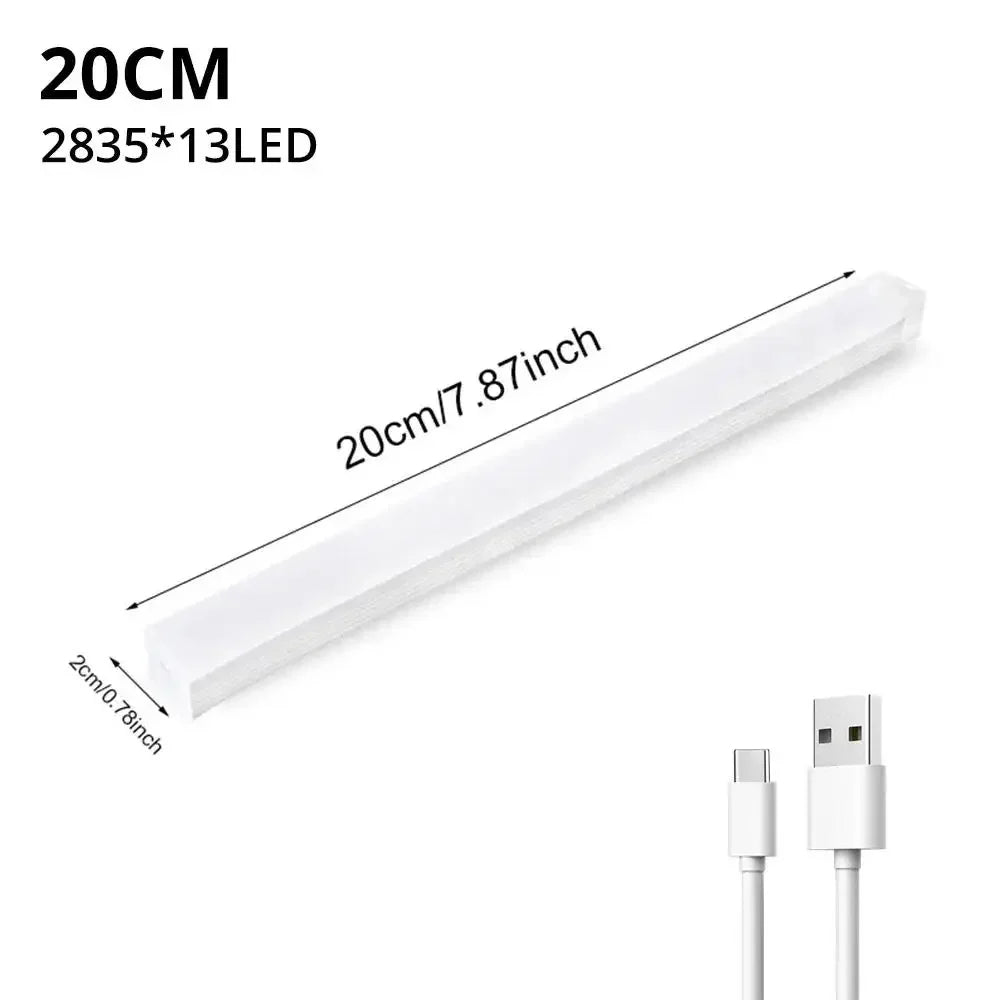 LED Motion Sensor Light Magnetic USB Rechargeable Light (White, 20CM)