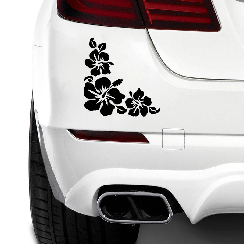 Hawaiian Hibiscus Flower Decals Car Sticker 4 Pack, Waterproof Car Styling Decor Car Accessories