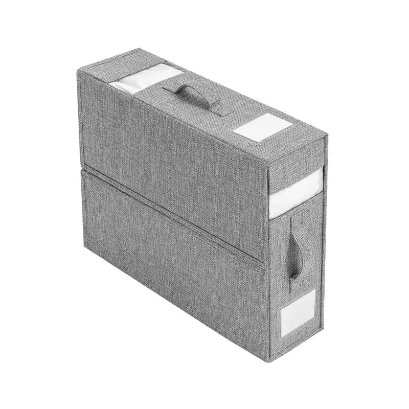 Bed Sheet Set Storage Box with Window and Zipper, Closet Organizer Storage Box (Gray)
