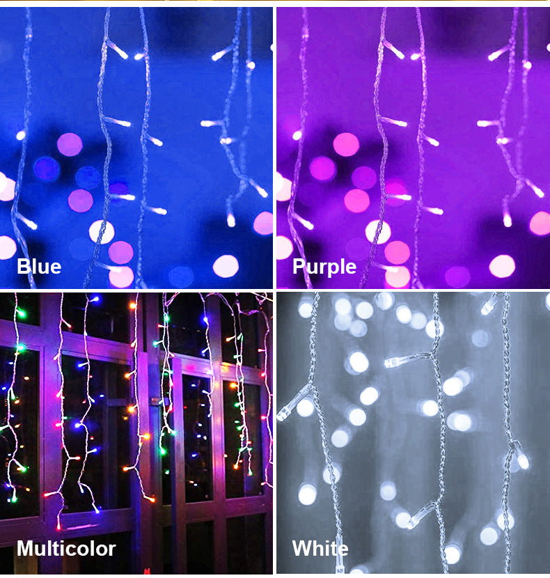 LED Icicle Lights 8-Mode Waterfall String Lights Xmas Party Decor (EU Plug)