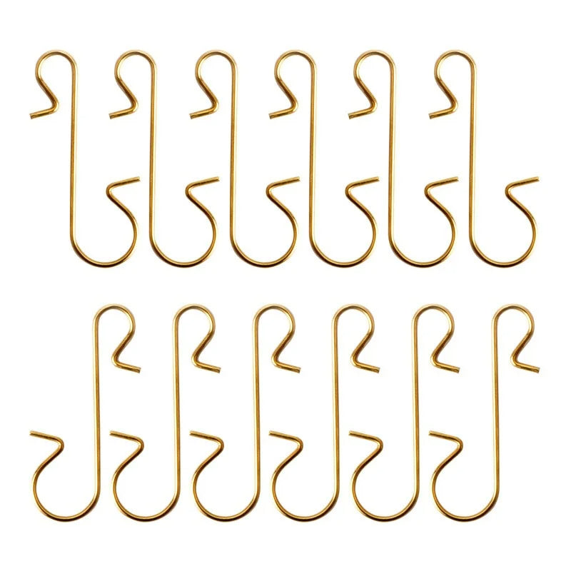 100Pcs Christmas Ornament Metal S-Shaped Hooks Holders (Gold)