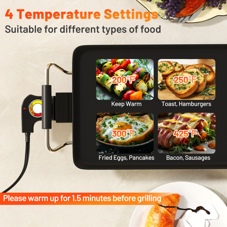 Adjustable Temperature Electric Griddle Large Nonstick Grill for BBQ