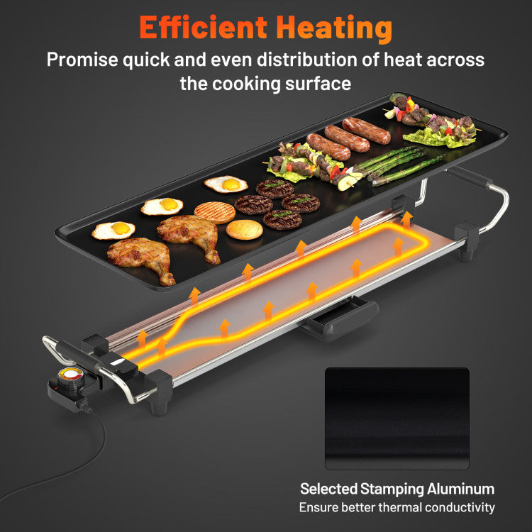 Adjustable Temperature Electric Griddle Large Nonstick Grill for BBQ