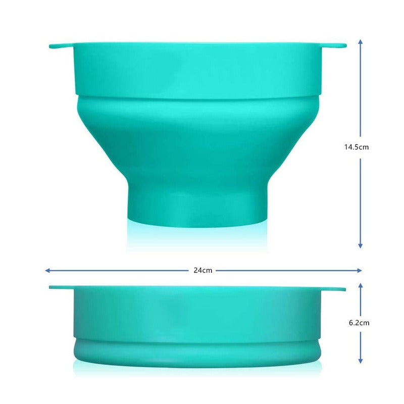 Collapsible Silicone Popcorn Bowl Reusable Microwave Popcorn Maker (Blue)