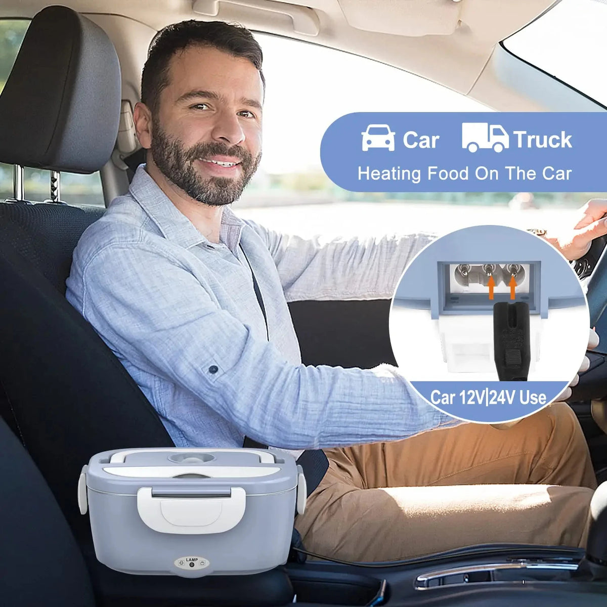 Portable Electric Lunch Box 1.5L Food Warmer (Sky Blue)