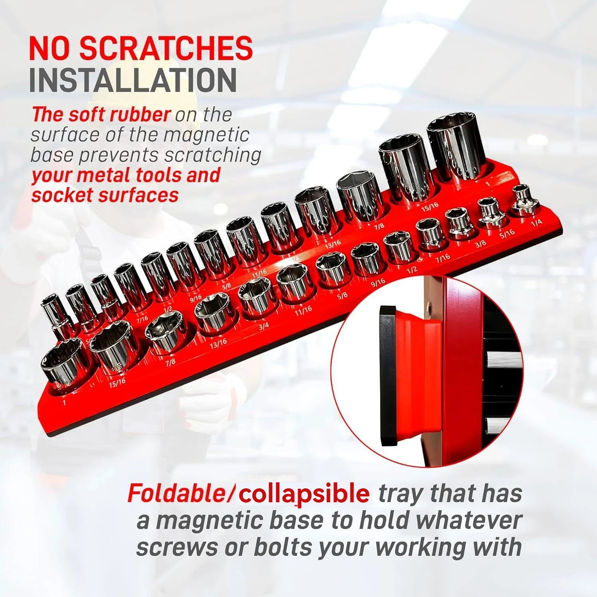 Magnetic Socket Organizer 6-Piece Set Standard and Deep Size Sockets