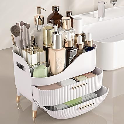 Makeup Organizer with Drawers Handle Skincare Storage for Cosmetic