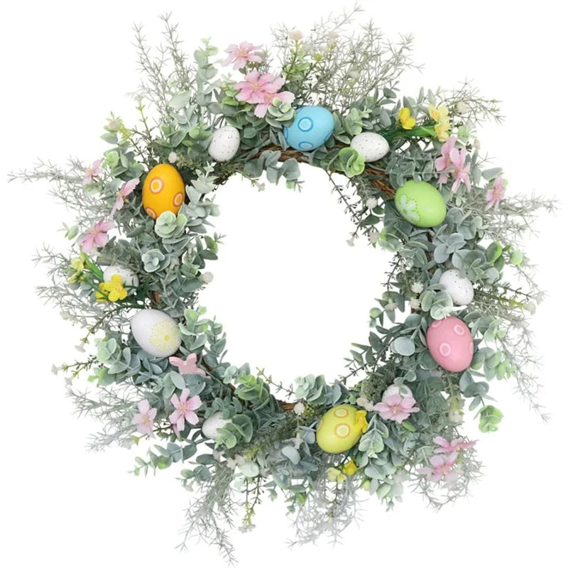 Artificial Eggs Wreath Garland for Front Door Farmhouse Holiday Decor