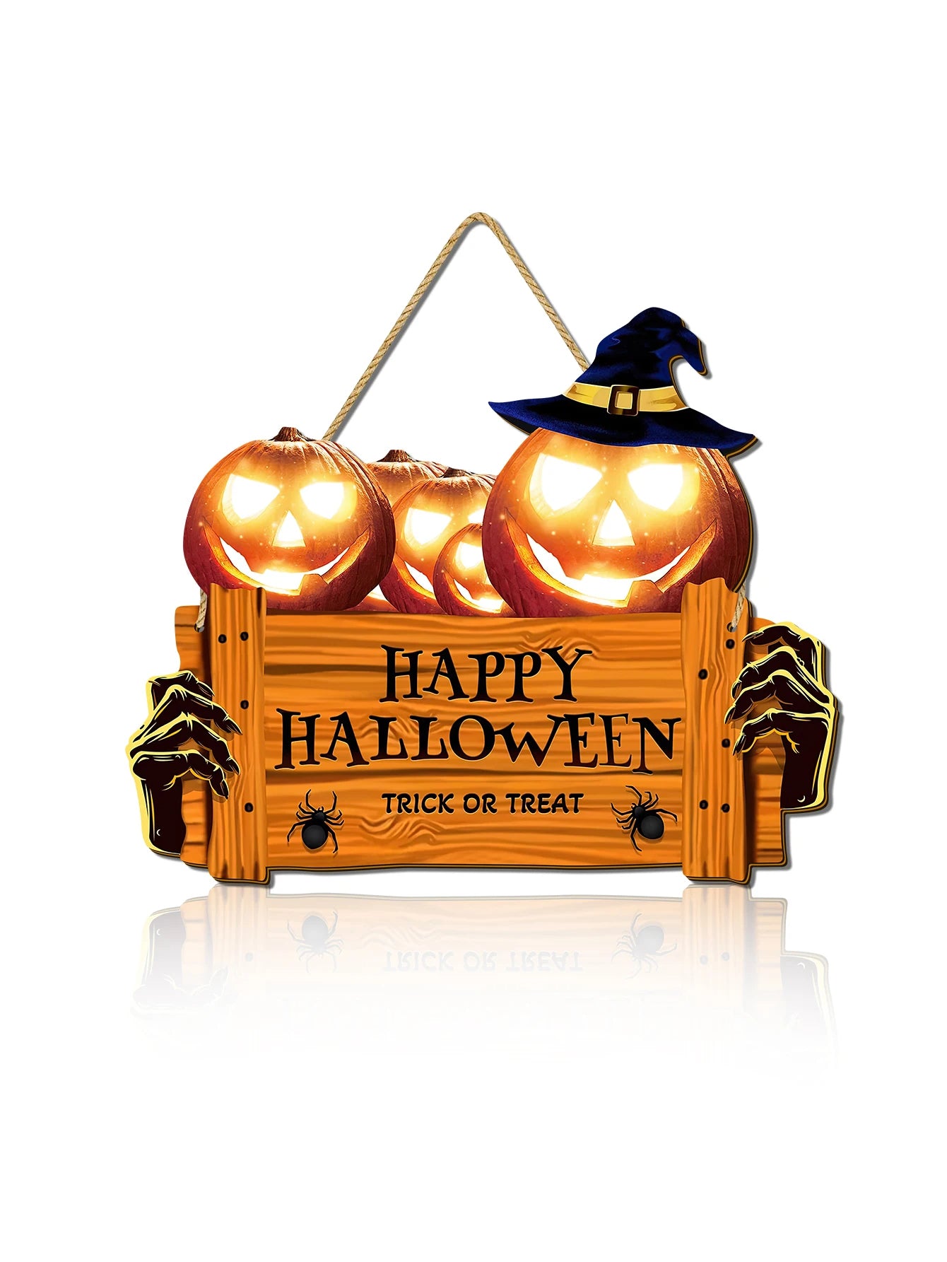 Happy Halloween Wooden Sign with Pumpkin Decor