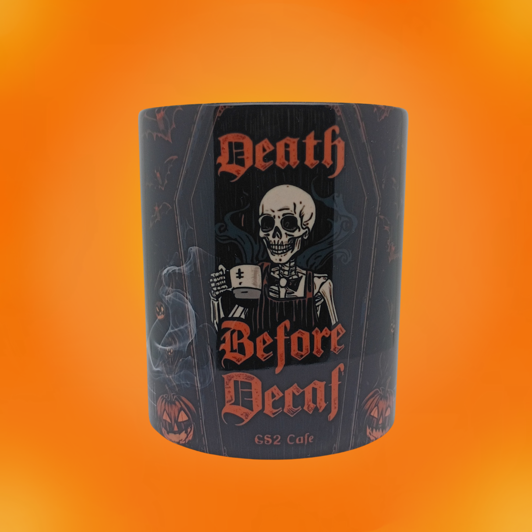 Halloween Mug Death Before Decaf 11 Ounce for Home Office Halloween Gifts