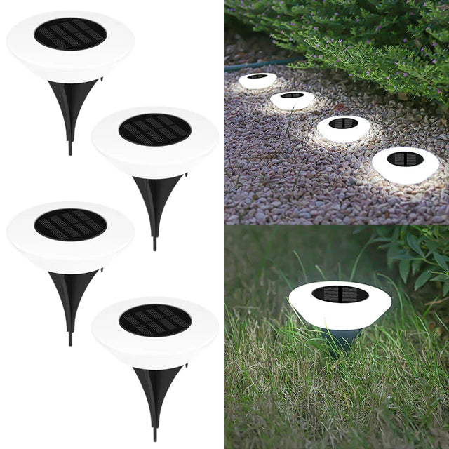 4-Pack Solar Powered LED Floor Lights IP65 Waterproof Outdoor Decor (White Light)