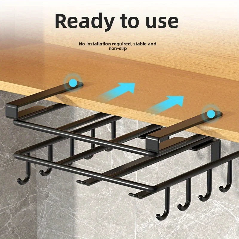 Kitchen Hanging Organizer with Hooks Pot Pan Lid Holder Paper Towel Rack
