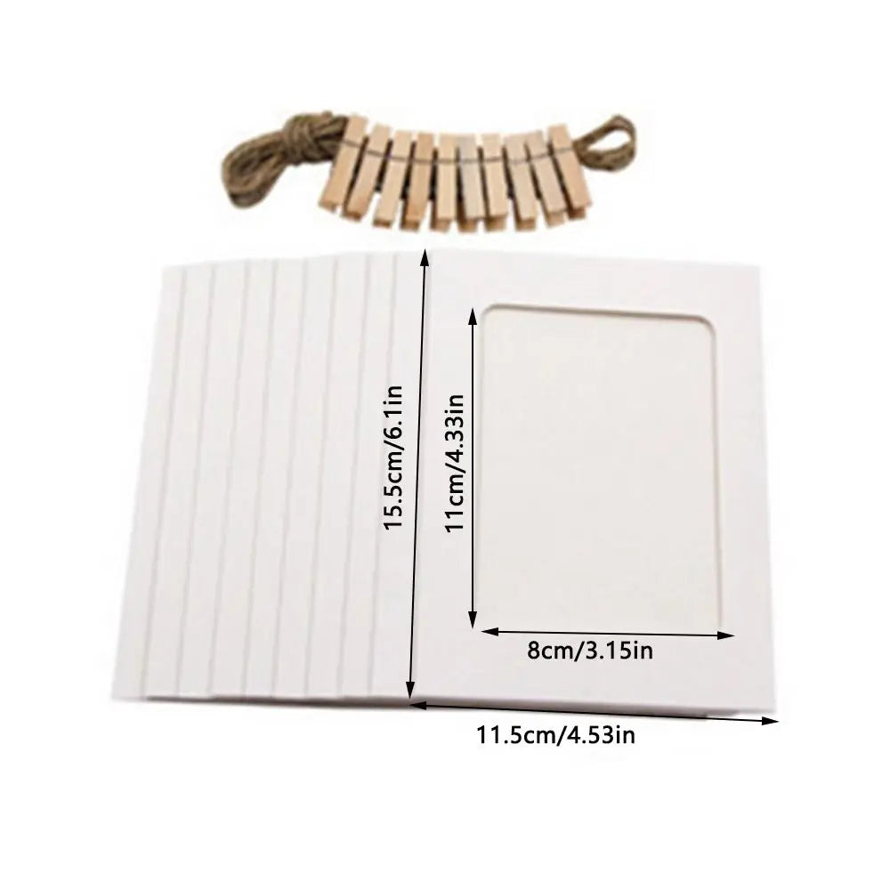 10pcs Combination Paper Frame with Clips DIY Kraft Photo Album Wall Decor (White)