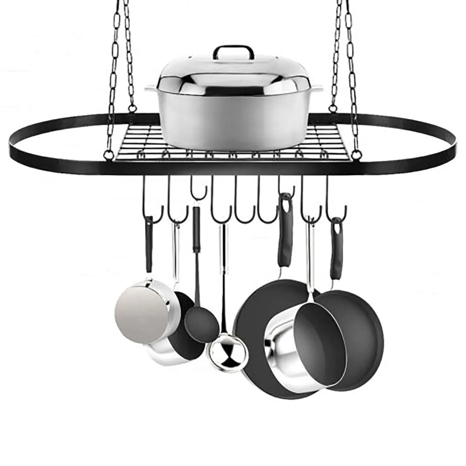 Kitchen Metal Hanging Pot Rack Wall Ceiling Mount