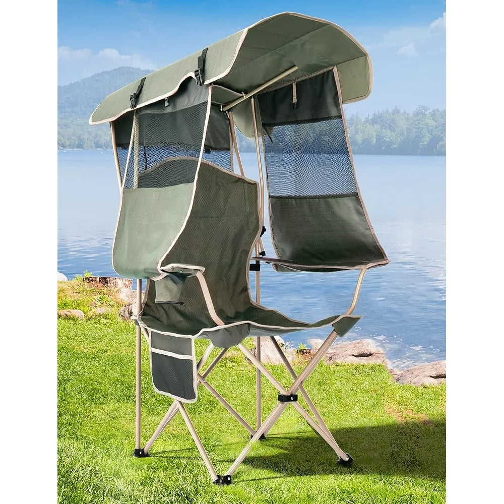 Portable Beach Canopy Chair with UV Protection and Cup Holder