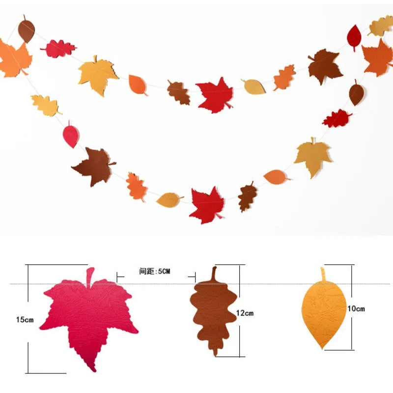 Fall Maple Leaf Garland Banner 5PCS for Thanksgiving
