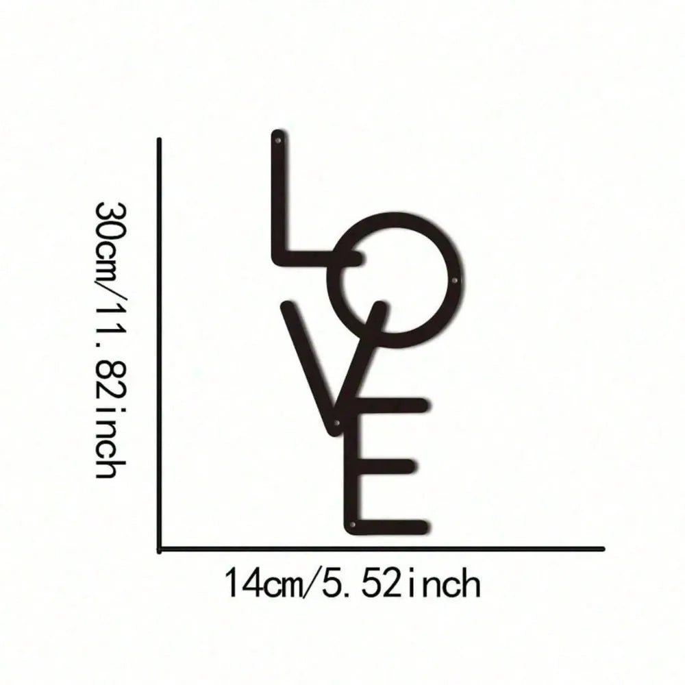 Gothic 'Love' Metal Wall Art – Vintage Black Iron Hanging Sign