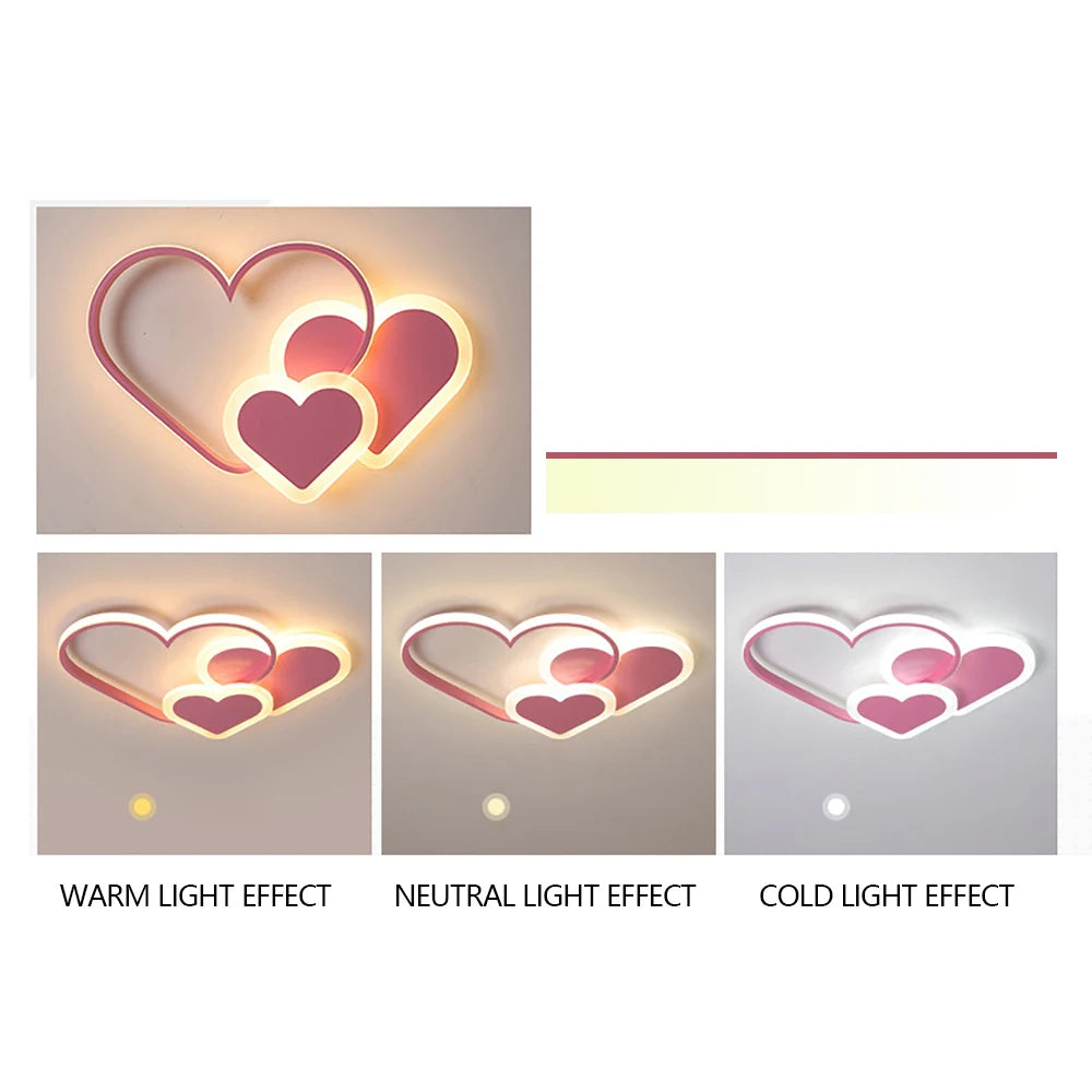 Aesthetic Heart Spotlight Kawaii Style LED Ceiling Lamp for Bedroom