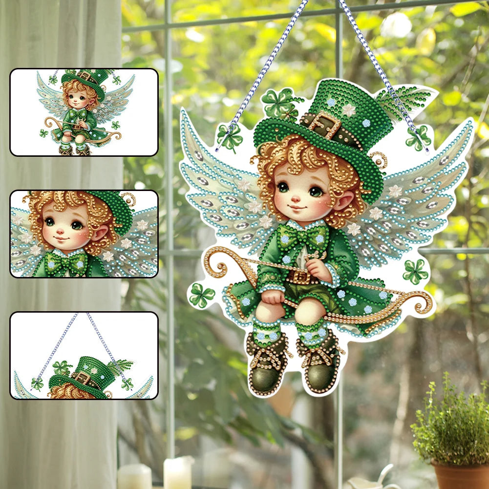 Acrylic Diamond Painting Home Decor Clover Angel Pendant