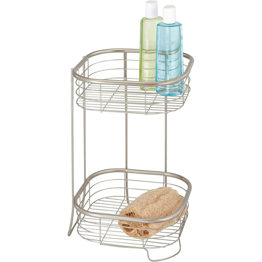 2-Tier Metal Wire Corner Shower Caddy Bathroom Storage Organizer Basket